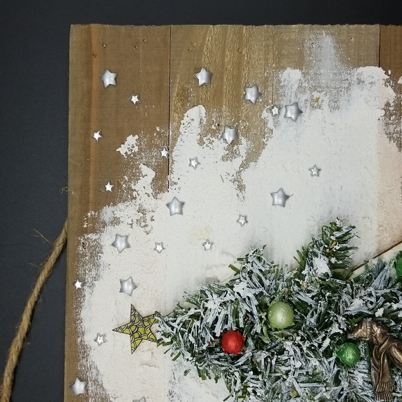 Hand Crafted One of a Kind Mixed Media Holiday Wall Art Hanging - Picture 5 of 10